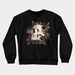 Skull and dark flowers, sugar skull, memento mori Crewneck Sweatshirt